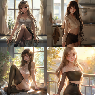 18岁女孩，长发包臀裙，可爱笑脸，温柔自信，全身角色，丝袜，自然色调，远景透视，高亮细节，人物真实，静态放松，高清画质，细腻纹理，柔和光线，唯美氛围，长睫毛，自然光，全身照，远景，高细节，真实感，放松状态，高清，细腻，柔和，唯美，长睫毛，自然光。