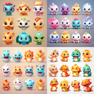 龙宝宝表情包，多样表情，可爱风格，中国传统元素，柔和光线，微距镜头，色彩鲜艳，活泼姿态，文化特色，温馨氛围。