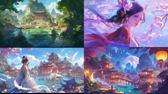 唐代少女，盲盒手办，全身形象，两根辫子，手持扇子，张嘴微笑，开心跳舞，圆脸，超萌少女，中国风，三维建模，细腻光泽，物理模型，色彩鲜艳，饱和度高，样品背景，最佳画质，高分辨率，立体感强，动态捕捉，光影效果，细节丰富，色彩对比，表情生动，动作自然，文化元素，艺术风格。