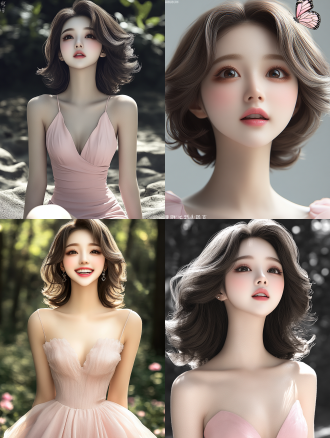 蝴蝶仙子，轻盈飘逸，森林中，长发披肩，翅膀绚丽，微笑，仰望，柔和光线，长焦镜头，梦幻风格，自然环境，鲜艳色彩，宁静安详。