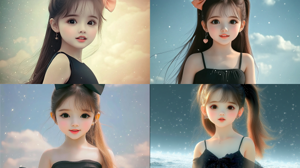 女孩骑自行车远景，广阔草原，蓝天白云，自行车手微笑，运动装，远摄镜头，自然光，动感模糊，绿色与蓝色，自由愉悦。 全身 人物视角 黑白