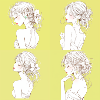 女孩侧面肖像，牛油果绿背景，极简艺术风格，白色连衣裙，红唇，迷人眼神，绿色复古耳环，柔和光线，低饱和色调，宁静氛围，平面插画，简约构图，细腻笔触，优雅姿态，温柔表情。