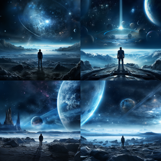 第二地球，宽屏科幻风格，宇宙背景，蓝色星球，高清细节，全景拍摄，柔光，探索，神秘，未来感，张艺谋风格，广角镜头，高分辨率，星际，深邃，科技，梦幻，宁静，电影光效，16:9，8k,多光线，火爆 ，星球大战，迪士尼风格 ，高动态光照 渲染，