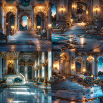 营造强烈空间感，对称构图，开阔场景，冷色调，长焦镜头，顶光，清晰细节，宁静氛围，展现空间魅力 。