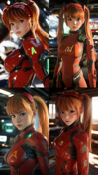 明日香（asuka langley soryu），红色战斗服，橙红色双马尾，傲娇表情，发饰（带字母a的红色发箍），绿色瞳孔，机甲元素，eva二号机驾驶舱背景，8k分辨率，超精细细节，octane渲染，景深效果，电影级打光，皮肤纹理通透，校园场景，阳光透过窗户，课桌与书本，制服裙摆，手持pocky棒