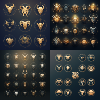 十二生肖logo，极简背景，金属质感，对称构图，高光细节，冷色调，微距镜头，正面光，清晰锐利，现代感，神秘。