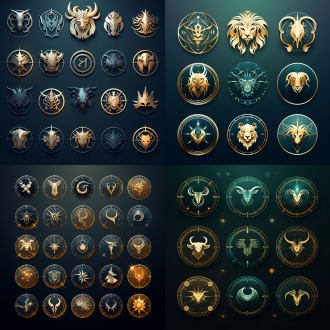 十二生肖logo，极简背景，金属质感，对称构图，高光细节，冷色调，微距镜头，顶光，清晰锐利，现代感，神秘。