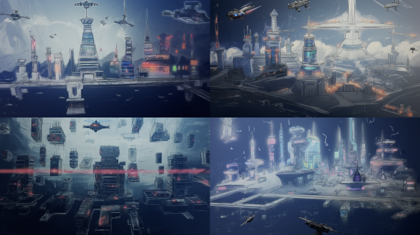 未来中国，城市天际线，高楼林立，科技感十足，夜晚，霓虹灯光，长焦镜头，低角度，全景深，繁荣，希望。