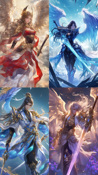xianxia hero, translucent wings, dark fantasy world, beautiful border, grand angel wings, sword, highly detailed attributes, mobile app, images on the sales website, entire character, immortal bone, android mystic, c 12. 0, yanjun chengt, siege