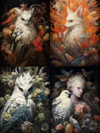 用羽毛诠释万物皆有灵的动物植物的奇幻场景