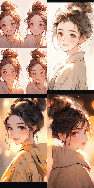 马尾辫，单眼皮女孩，微笑，半身像，柔和光线，温暖色调，卡通风格，手绘画风，正面视角，明亮色彩，愉悦表情，细节丰富，高饱和度，柔和阴影，细腻笔触，温馨氛围，正面光，明亮背景，可爱发型，精致饰品，温暖笑容，细腻肌肤，明亮眼睛，柔和轮廓，温馨场景，细腻纹理，明亮色彩，愉悦心情。