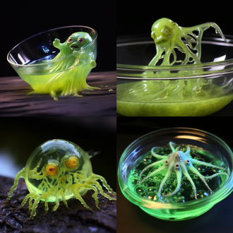a slime that is in the process of consuming other creatures will typically begin by enveloping its target, using its translucent body to absorb the target and assimilate its properties. over time, as the slime continues to consume other creatures, it will evolve and change, potentially gaining new abilities and physical characteristics. this process can be continuous, with the slime always seeking out new creatures to consume and evolve further. the specifics of this process will depend on the individual slime and the creatures it consumes.