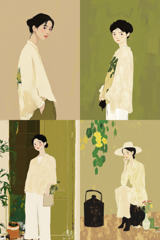 人物插画，人物眺望远方，表情陶醉，画面以人物为中心，暖色调，8k高清，梦幻氛围，特写镜头，柔和光，憧憬情绪。 新艺术风格 毕加索