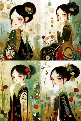 人物插画，人物凝望远方，画面全是所爱之人，居中构图，梦幻环境，8k高清，暖光，柔和色彩，深情。 新艺术风格 毕加索