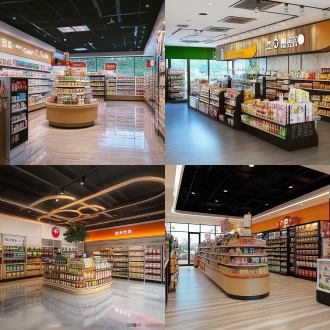 整洁干净的加油站便利店，连锁便利店，明亮环境，商业摄影，室内摄影，温馨氛围