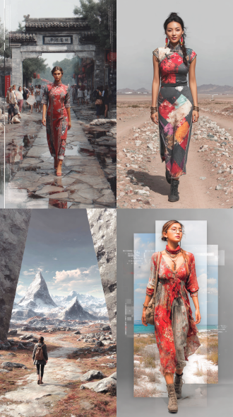 \ 现代中式 vogue时尚 消失点构图 外星地貌