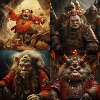 西游记中的猪八戒形象，夸张