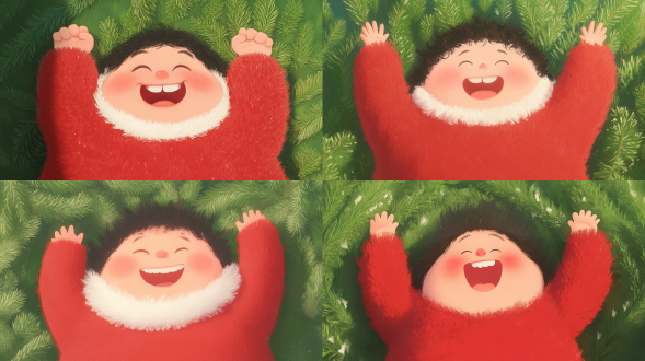 一个胖嘟嘟的可爱小女孩在大笑-sref 680572301