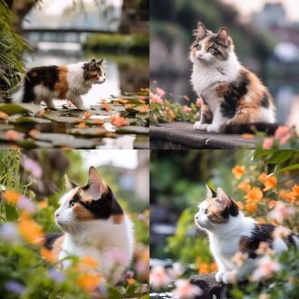 杭州西湖花港观鱼的流浪猫狸花猫
