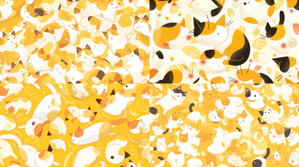 原创猫咪橘猫可爱伸懒腰黄白相间插画