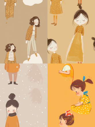 可爱的小女孩，极简主义，简单的细节