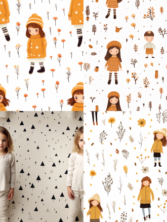 可爱的小女孩，极简主义，简单的细节