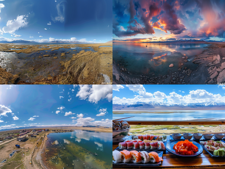 纳木措景区全景俯视，