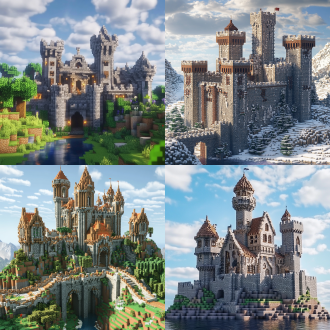 生成一张mc风格的城堡