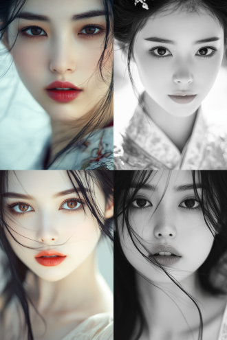 她眉如远黛，微微上扬的弧度恰似一弯新月，透露着优雅与神秘。眼眸似秋水盈盈，深邃而明亮，仿佛藏着无尽的故事。长长的睫毛如蝴蝶翅膀般轻轻颤动，每一次眨动都似能扇动人心。 琼鼻小巧而挺拔，恰到好处地镶嵌在面庞中央。双唇不点而朱，如娇艳的花瓣，微微上扬的嘴角带着一抹温柔的笑意。 她的肌肤如羊脂白玉般细腻光滑，在阳光下仿佛散发着柔和的光芒。一头乌黑亮丽的长发如瀑布般垂落在肩头，柔顺而富有光泽。 她身着一袭连衣裙，隐约勾勒出玲珑有致的身材曲线。身姿优雅，亭亭玉立，举手投足间散发着东方女性独有的温婉与端庄。她就像一幅美丽的画卷，让人陶醉其中，难以忘怀。 海滩 天空 胸部以上 黑发