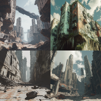 世界末日后的城市 三维 未来城市 低角度 岩石 新未来主义