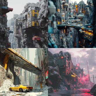 世界末日后的城市 三维 未来城市 低角度 岩石 新未来主义