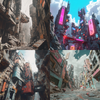 世界末日后的城市 三维 未来城市 低角度 岩石 新未来主义