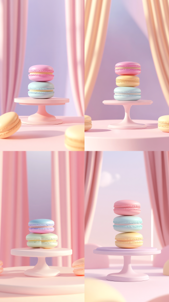 儿童马卡龙配色卡通电商背景，空展台。简约风格，极简背景，柔和明亮的光线，干净光影，高清分辨率，超细节，3d c4d，blender软件，超高清3d渲染、日记本风格