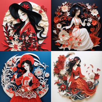 民间手工撕纸艺术，时尚，美女，画面简洁，国风，艺术，hd,