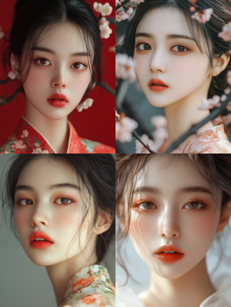 16k高清图片。一个中国古代美女，面色如桃花，眼睛似横波，嘴唇如丹霞，每一个动作都显得风雅，慵懒的美感。