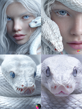 16k超高清，以极细线条勾勒超美的白色美女蛇形象。 画面风格 融合奇幻与写实风格，运用极细线条细腻描绘，在展现美女蛇形象写实感的同时，融入奇幻元素，营造神秘迷人氛围，线条精致且富有表现力。 景别描述 特写，聚焦美女蛇头部与上半身，突出其脸部与身体细节，让观者清晰感受其独特魅力。 画面色彩 整体以白色为主色调，体现美女蛇的纯洁与神秘。皮肤为珍珠般的米白色，泛着柔和光泽。眼睛是深邃的冰蓝色，如同极地冰川。头发为银白，如月光倾洒。舌头信子为淡粉色，与整体冷色调形成微妙对比。 主体描述 美女蛇拥有圆润可爱的脸庞，肌肤细腻如羊脂玉，散发着柔和的光泽。大大的眼睛占比略大，犹如深邃的冰蓝色湖泊，清澈且神秘，眼睫毛浓密卷翘，像两把小扇子，根部颜色较深，梢部渐淡。眉毛呈淡银色，如柳叶般细长，眉梢微微上扬。鼻子小巧而精致，微微上翘。嘴唇丰满圆润，色泽为淡淡的粉，似花瓣般娇嫩。她的头发如银色瀑布般柔顺亮泽，自然垂落在肩膀和蛇身两侧，发梢微微卷曲。上半身身材曼妙，线条柔美，肩膀圆润，手臂纤细修长，手指如青葱般纤细，指甲修剪得整齐圆润，泛着珍珠般的光泽。从腰部以下逐渐化为白色蛇身，蛇身布满细小而整齐的鳞片，每片鳞片都用极细线条勾勒出边缘与纹理，在光线照射下闪烁着微光，蛇身线条流畅，蜿蜒起伏。 动作描述 美女蛇微微仰头，眼睛微微眯起，似在感受周围气息。一只手轻轻抬起，手指微曲，仿佛在召唤什么。蛇身缓慢扭动，呈现出优雅的“s”形曲线。 表情描述 表情神秘且迷人，眼神中透着一丝好奇与诱惑，嘴角微微上扬，露出若有若无的微笑，似在隐藏着不为人知的秘密。 氛围描述 营造出神秘、奇幻且迷人的氛围，仿佛美女蛇来自神秘世界，充满未知与诱惑，吸引观者探索。 画面效果 借助16k超高清与极细线条，将美女蛇的每处细节栩栩如生呈现，给人强烈视觉冲击，感受其独特魅力。 画面细节 精心刻画眼睛中冰蓝色的色彩层次、睫毛的根根分明与微微颤动。细致描绘头发的光泽、鳞片的纹理及嘴唇的细腻质感，连手指关节处的细纹也清晰展现。 光线描述 假设柔和的光线从画面左上方斜射而来，美女蛇的左侧身体受光，呈现出明亮的暖色调，皮肤光泽更显柔和，鳞片反光清晰可见；右侧身体处于阴影部分，通过极细线条疏密变化表现立体感，阴影处鳞片颜色略深，与受光面形成对比。 背景描述 背景为一片朦胧的淡蓝色迷雾，迷雾中隐隐透出一些神秘的光影，如淡金色的光斑或淡紫色的光晕，增添神秘氛围，让美女蛇仿佛置身于神秘的异次元空间。