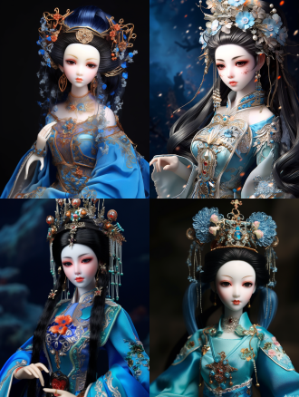 32k high-definition quality. master style, fine brushwork lines, detailed shading. an ancient chinese beauty with a round face, large blue amber eyes, long eyelashes, eyes filled with laser-like colors and prism-like glows. she has a very beautiful figure, wearing a blue silk dress adorned with sparklingdiamond stars and prism-like glows. she is holding a delicate blue crystal bowl filled with countless blue stars shimmering with colorful glows. she is naturally and lively beautiful.