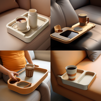 在沙发的左扶手加入一个可嵌入杯托里面的托盘