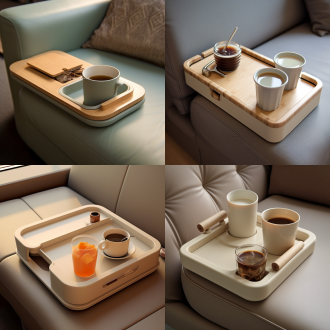 在沙发的左扶手加入一个可嵌入杯托里面的托盘