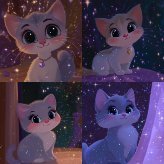 可爱猫咪头像，迪士尼风格大眼睛毛茸茸，特写，暖色调，柔和灯光，正面，精致细节，卖萌，可爱。