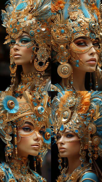 波斯公主特写，竖长9:16构图，写实风，柔光灯，高清。身著华服姿容绝美，周围生物元素环绕，浮雕感，精致安心。