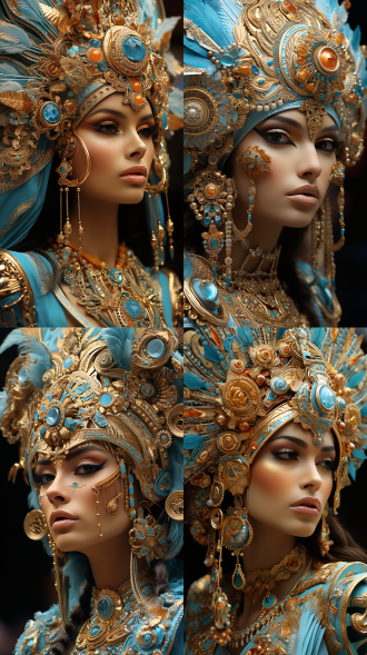 波斯公主特写，竖长9:16构图，写实风，柔光灯，高清。身著华服姿容绝美，周围生物元素环绕，浮雕感，精致安心。