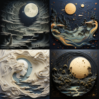 专辑封面，月亮还没来，音符，立体浮雕