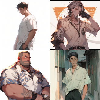 一个无业游民形象身材高大强壮白色短袖的男人