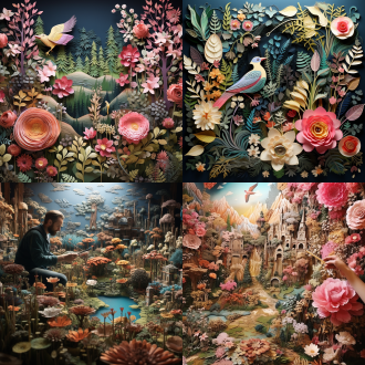 生成一片花林，，细节细腻，鸟瞰俯视图。