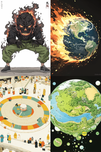 许多天使环绕地球，全景，宇宙无云环境，超广镜头，冷色逆光，火焰动态，星球元素，高分辨率，神秘深邃，漫画水彩儿童画风格 。