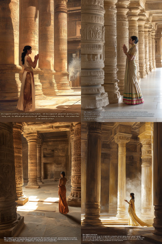 今天就到这里。试试看，我会陪着你”。她鼓掌宣布，准时结束了谈话一个侍者出现了。她 笑而不语，邀请你跟随她。你沿着相反的路离开，只有大理石地板上的脚步声沙沙作响。在 神殿的中心，一缕缕的熏香在空中缓缓飘散。这些香气让你放松。女祭司们仍然站在柱子之 间，你明白她们正在体验这种非常耐心，静息，但处于狂喜的状态，这种状态将她们转化为 爱的光柱。只要她们存在，就能维持这座神殿的能量。你继续溜达，来到一个充满阳光的空 间。当你的目光慢慢定下来时，你的向导会让你从神殿的右边出去。然后你会注意到一些小 神殿。女祭司指着其中一座说:“我们也在这座神殿里进行耐心试炼”。