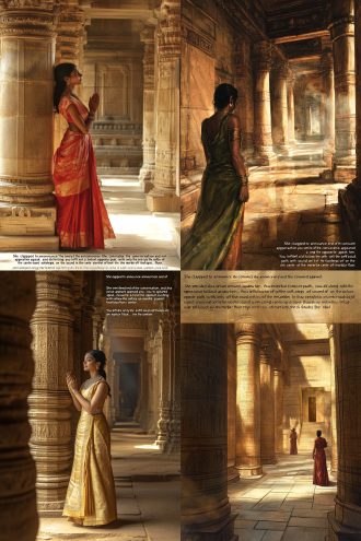 今天就到这里。试试看，我会陪着你”。她鼓掌宣布，准时结束了谈话一个侍者出现了。她 笑而不语，邀请你跟随她。你沿着相反的路离开，只有大理石地板上的脚步声沙沙作响。在 神殿的中心，一缕缕的熏香在空中缓缓飘散。这些香气让你放松。女祭司们仍然站在柱子之 间，你明白她们正在体验这种非常耐心，静息，但处于狂喜的状态，这种状态将她们转化为 爱的光柱。只要她们存在，就能维持这座神殿的能量。你继续溜达，来到一个充满阳光的空 间。当你的目光慢慢定下来时，你的向导会让你从神殿的右边出去。然后你会注意到一些小 神殿。女祭司指着其中一座说:“我们也在这座神殿里进行耐心试炼”。