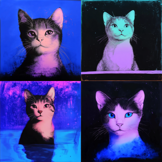 imagine prompt <blacklight painting> style cat 水墨