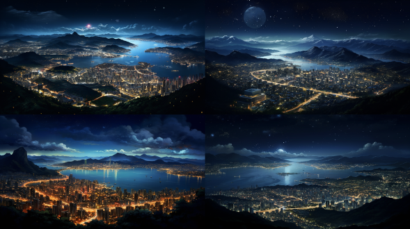 从外太空俯视亚洲东部，夜景，城市群，灯火辉煌